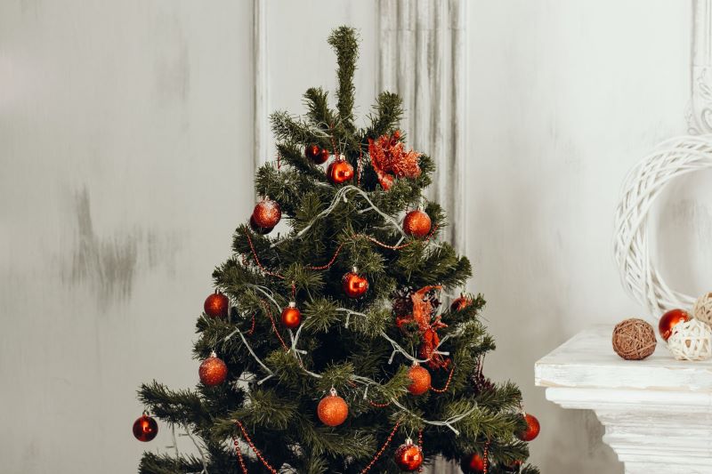 tree with red balls in decor